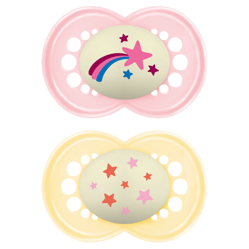 MAM Night Soother Pink Astro 16m+ 2Pk at Baby City