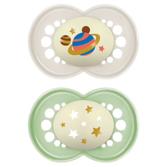 MAM Night Soother Unisex Astro 6m+ 2Pk at Baby City