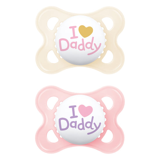 MAM Original Soother Pink Daddy 2-6m 2Pk at Baby City