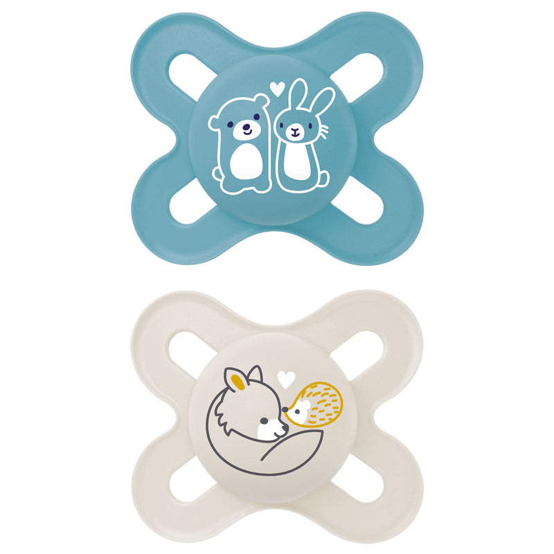 MAM Start Soother Blue Design 0-2m 2Pk at Baby City