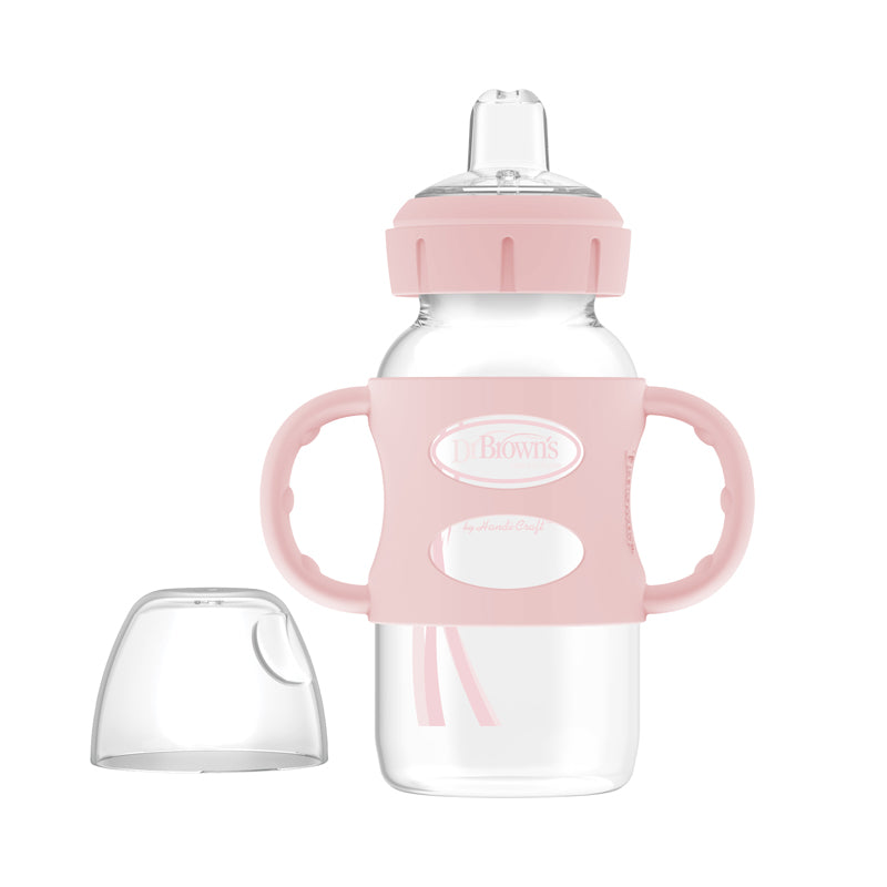 Dr Brown's Milestones™ Sippy Spout Bottle with Silicone Handles Pink 270ml