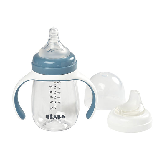 Béaba 2 In1 Learning Bottle Blue 210ml at Baby City