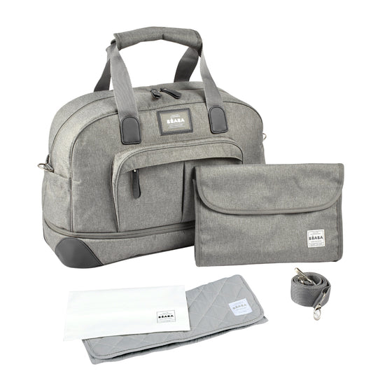 Béaba Amsterdam II Expandable Travel Changing Bag Heather Grey at Baby City