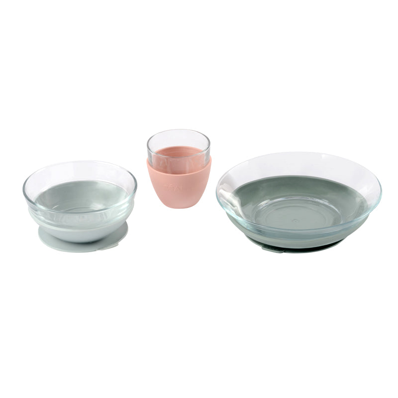 Béaba Glass Meal 3pcs Set Eucalyptus at Baby City