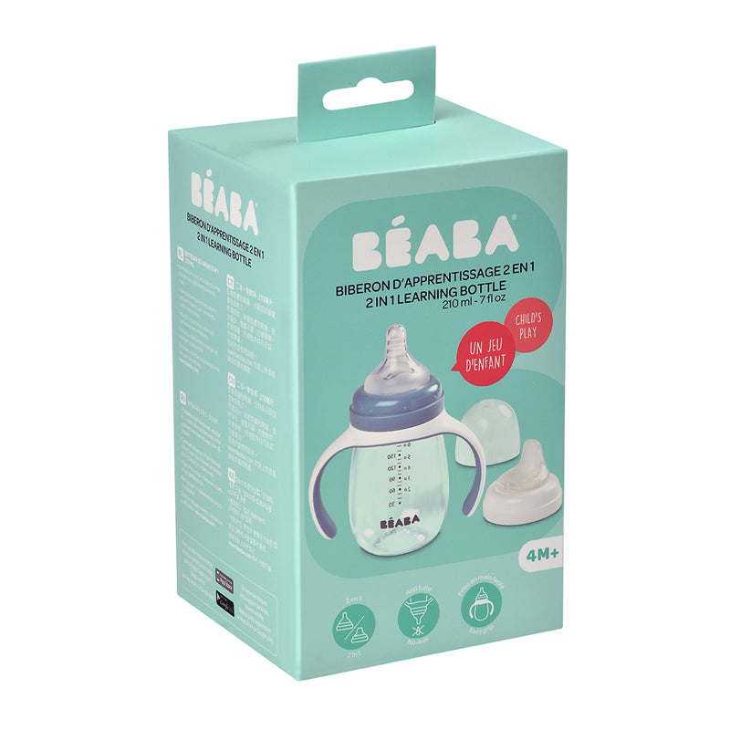 Béaba 2 In1 Learning Bottle Blue 210ml l Available at Baby City