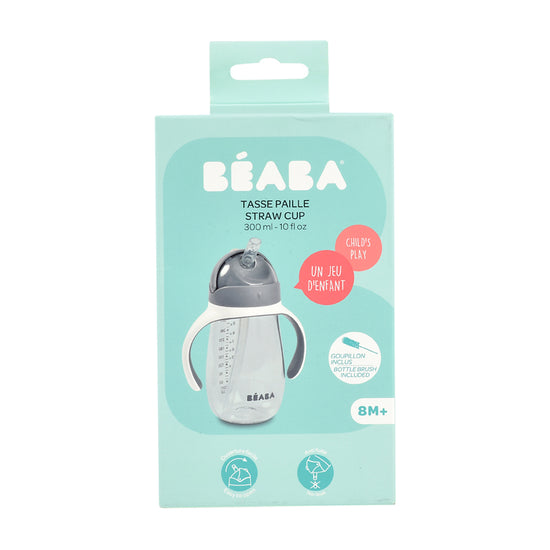 Béaba Tritan Straw Cup Mineral Grey 300ml l Available at Baby City