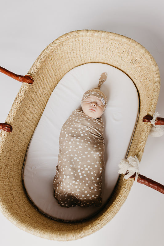 Copper Pearl Knitted Swaddle Blanket Fawn l To Buy at Baby City