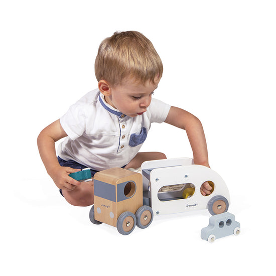 Janod Bolid - Car Carrier With 3 Vehicles l Available at Baby City