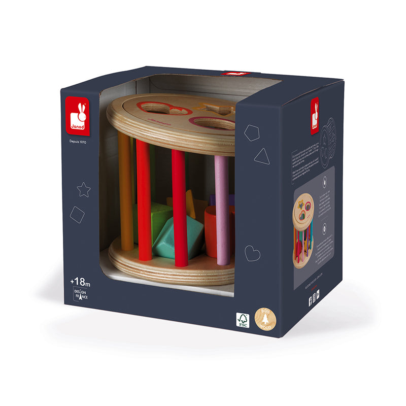 Janod I Wood Shape Sorter Drum l Available at Baby City