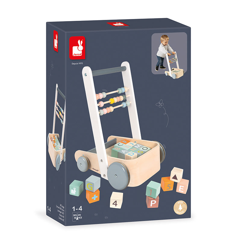 Janod Sweet Cocoon Cart with ABC blocks l Available at Baby City