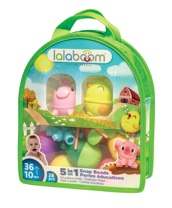 Lalaboom Education Beads And 2 Farm Animal Beads 28Pk l Available at Baby City