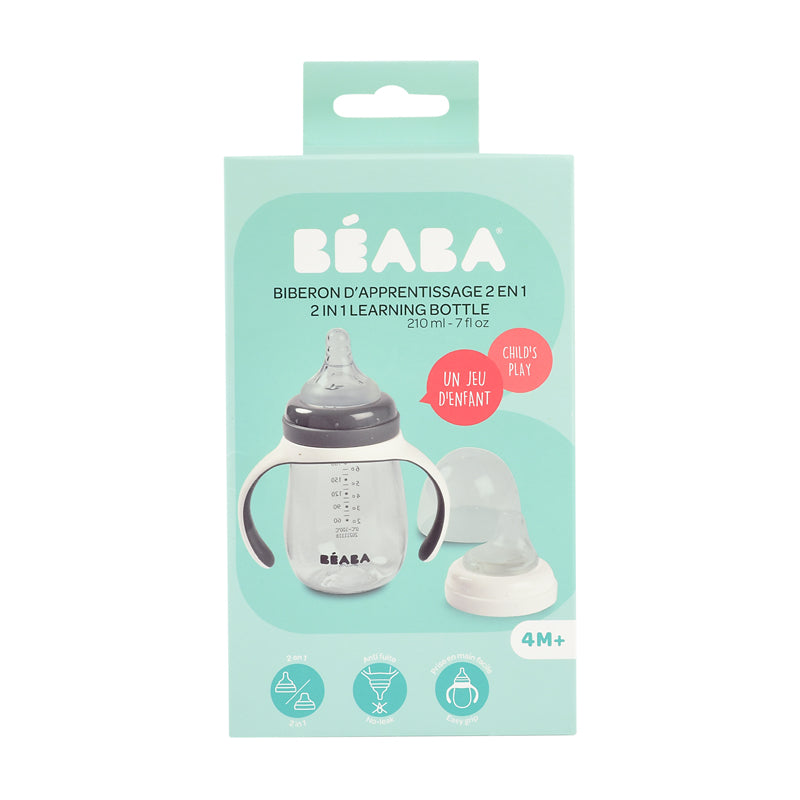 Béaba 2 In1 Learning Bottle Mineral Grey 210ml l For Sale at Baby City