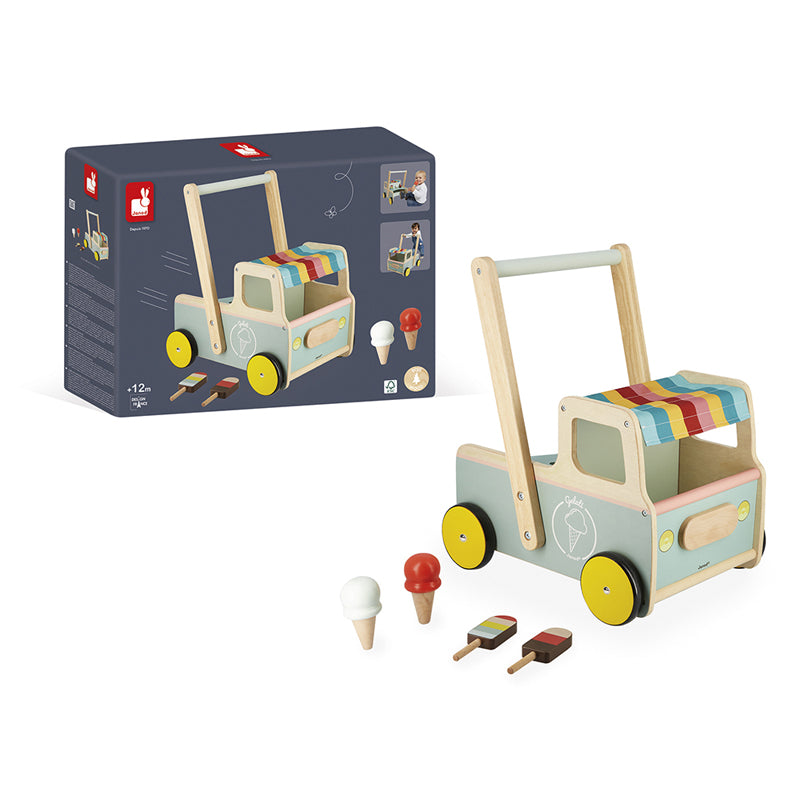 Janod Ice Cream Cart Push-Along Trolley l For Sale at Baby City