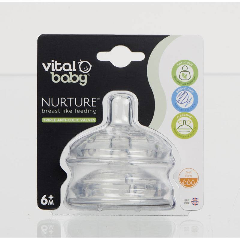 Vital Baby NURTURE Breast Like Feeding Teat Fast Flow 2Pk l For Sale at Baby City