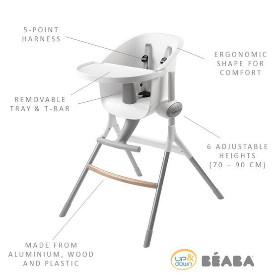 Béaba Up & Down Evolutive Highchair White/Grey l To Buy at Baby City