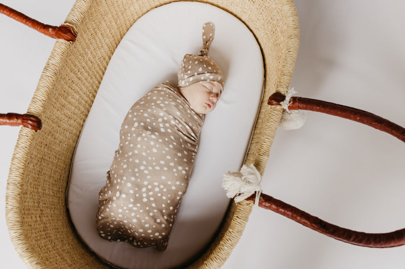 Copper Pearl Top Knot Hat Fawn 0-4m l To Buy at Baby City