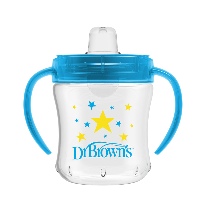 Dr Brown's Soft-Spout Transition Cup Blue Deco 180ml l To Buy at Baby City