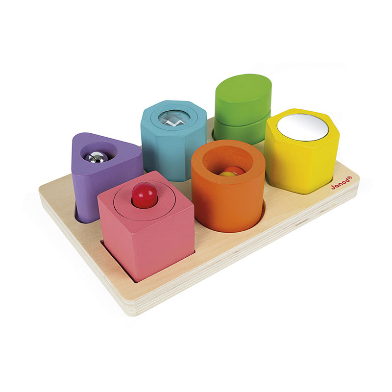 Janod I Wood Shapes & Sounds 6-Block Puzzle l To Buy at Baby City