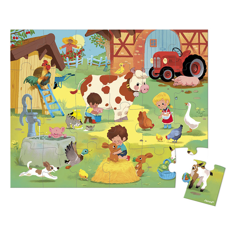 Janod Puzzle A Day At The Farm 24pcs l To Buy at Baby City