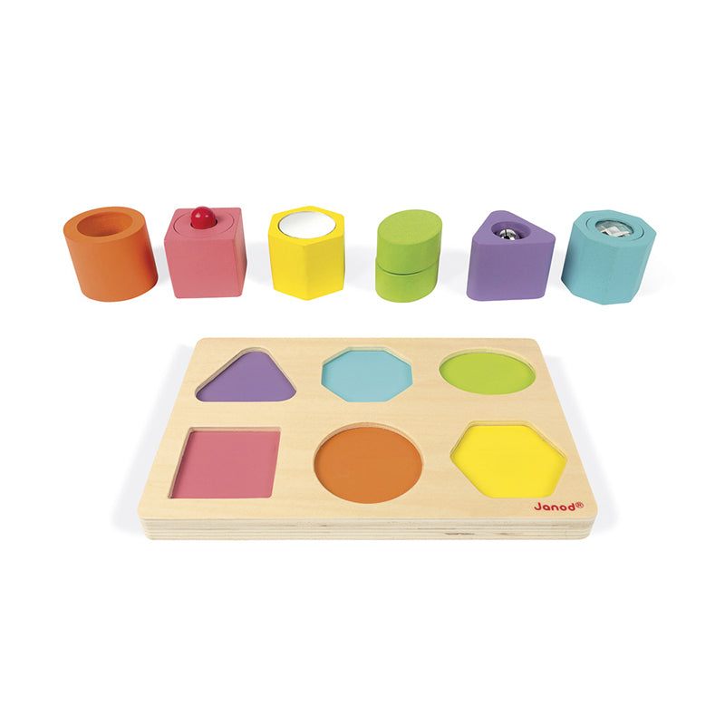 Janod I Wood Shapes & Sounds 6-Block Puzzle at Baby City