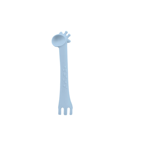 Kikka Boo Silicone Spoon With Fork Giraffe Blue at Baby City