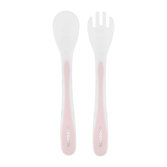 Kikka Boo Spoon and Fork Set Pink at Baby City