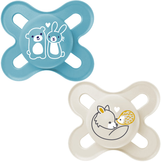 MAM Pure Start Soother Blue 0-2m 2Pk at Baby City
