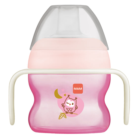 MAM Starter Cup & Glow with Handles Pink 150ml at Baby City