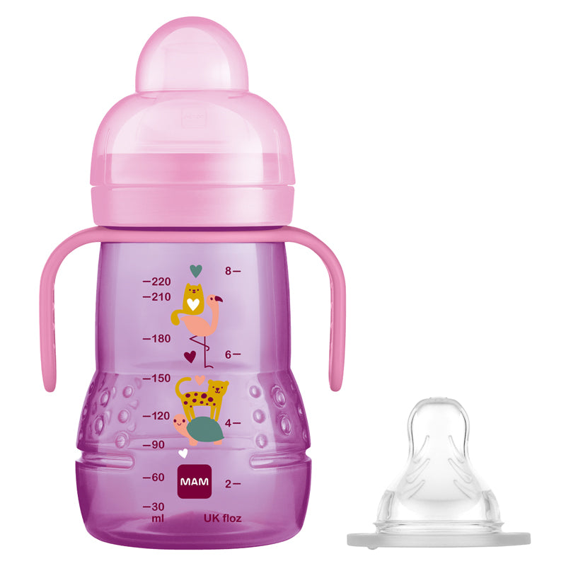 MAM Trainer Cup 2 in 1 Pink 220ml at Baby City