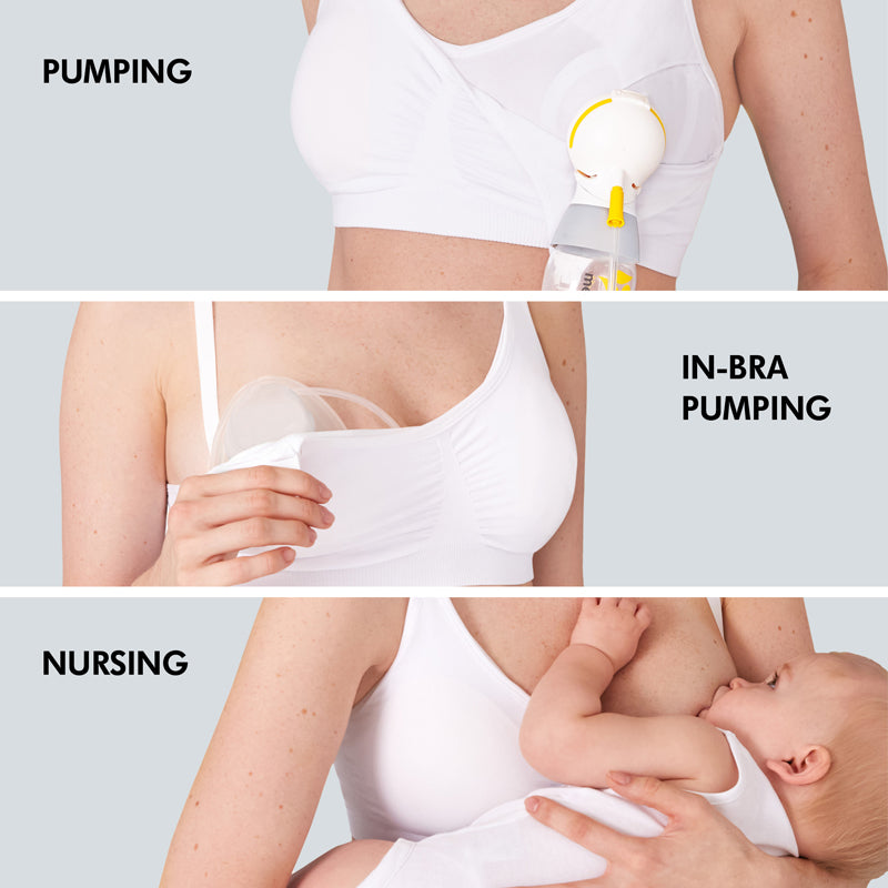 Medela 3 in 1 Nursing & Pumping Bra White Medium at Baby City