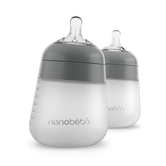 Nanobébé Flexy Silicone Bottles Grey 270ml 2Pk at Baby City