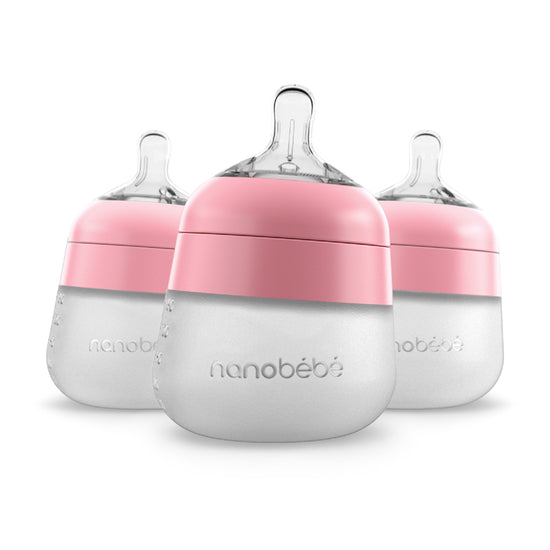 Nanobébé Flexy Silicone Bottles Pink 150ml 3Pk at Baby City