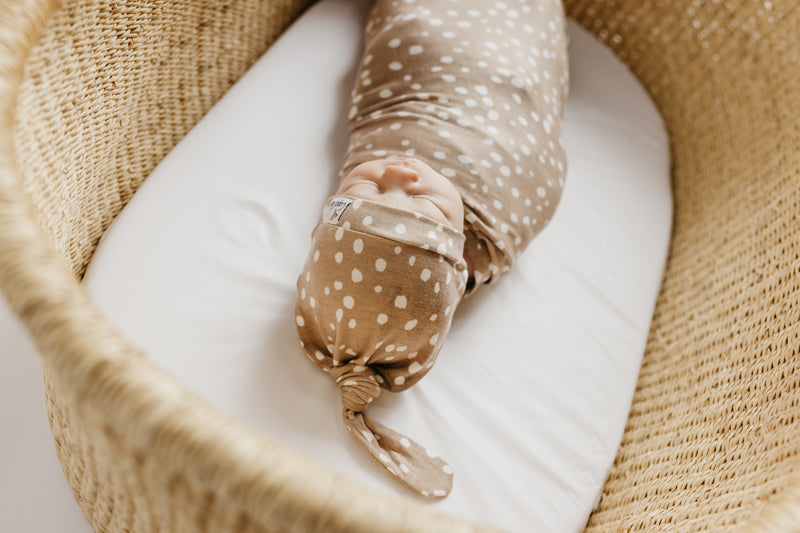 Copper Pearl Knitted Swaddle Blanket Fawn l For Sale at Baby City