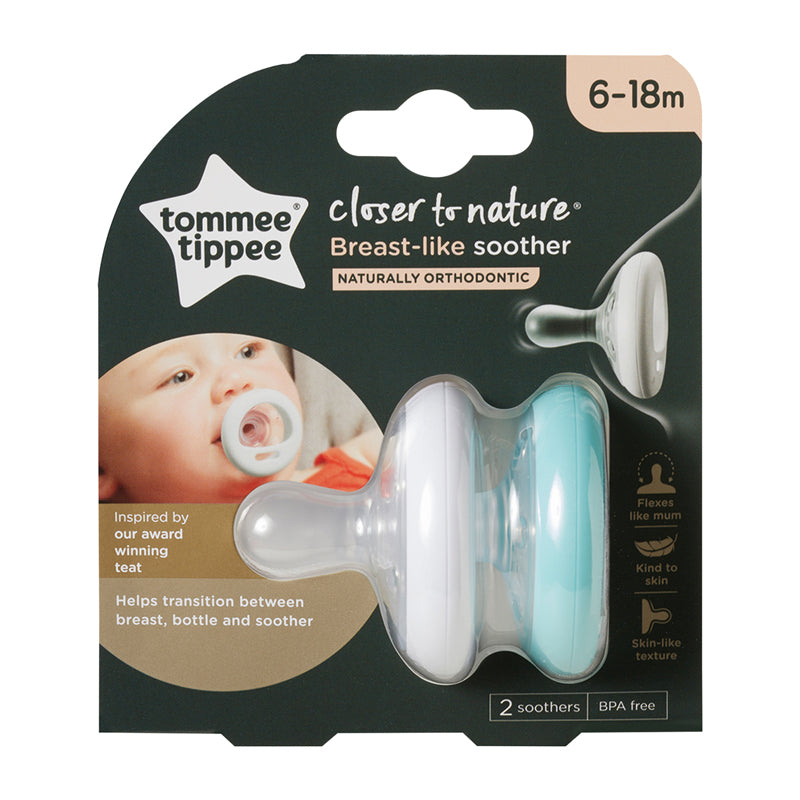 Baby City Retailer of Tommee Tippee Closer to Nature Breast Like Soothers 6-18m 2Pk