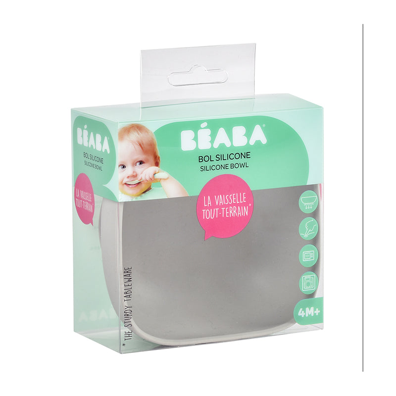 Béaba Silicone Suction Bowl Mineral Grey l Baby City UK Retailer