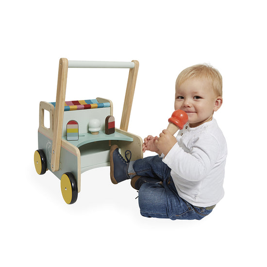 Janod Ice Cream Cart Push-Along Trolley l Baby City UK Retailer