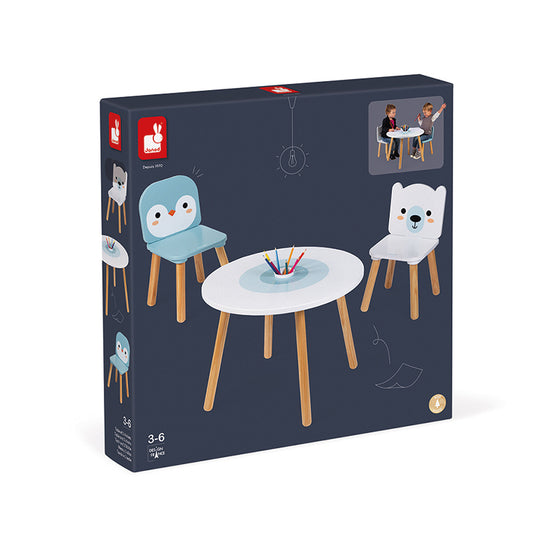 Janod Table And 2 Chairs - Polar l Baby City UK Retailer