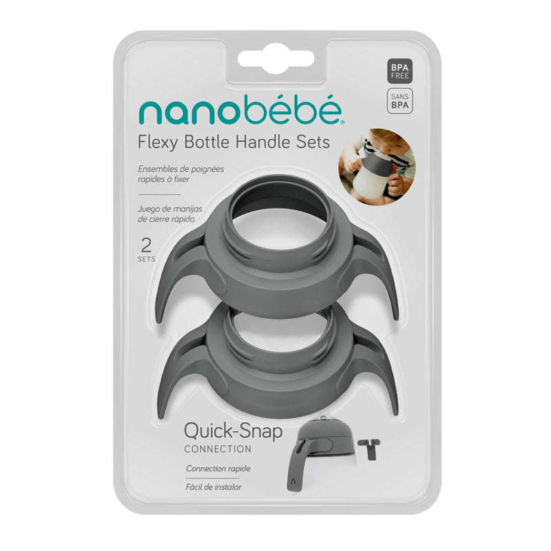 Nanobébé Bottle Handles Grey 2Pk l Baby City UK Retailer