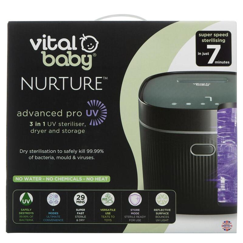 Vital Baby NURTURE Advanced Pro UV Steriliser & Dryer Black l Baby City UK Retailer