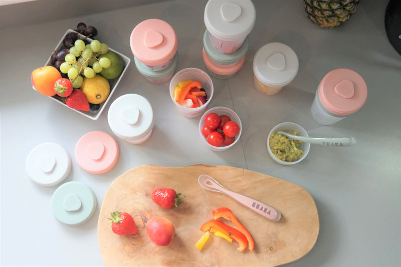 Béaba Baby Food Storage Clip Containers & Spoons Set Eucalyptus l Available at Baby City