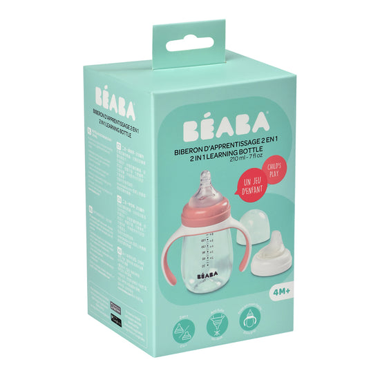Béaba 2 In1 Learning Bottle Pink 210ml at Vendor Baby City