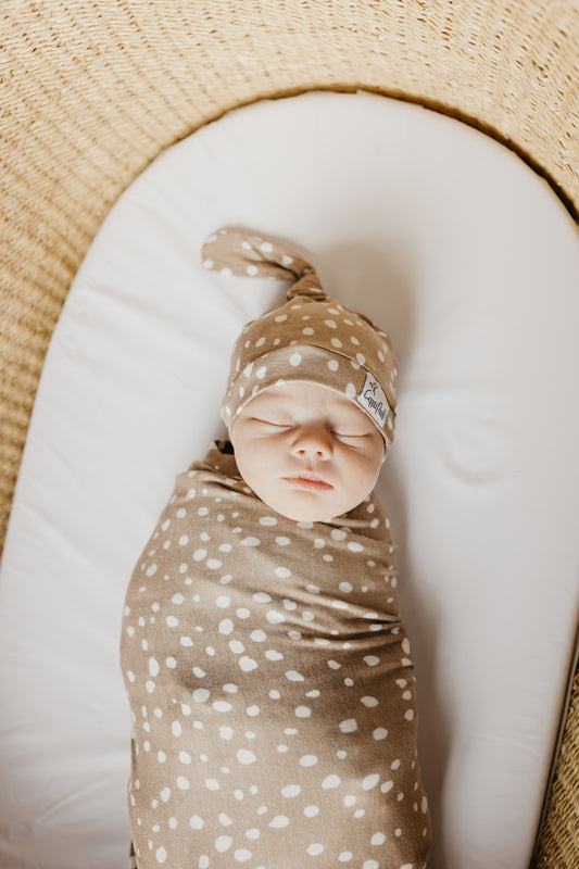 Copper Pearl Knitted Swaddle Blanket Fawn l Baby City UK Retailer