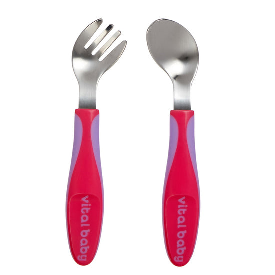 Vital Baby NOURISH Growing Up Angled Cutlery Fizz 2Pk at Baby City