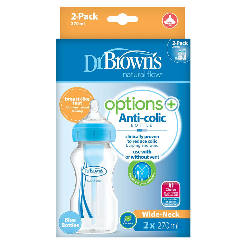 Dr Brown's Options+ Bottle Blue 270ml 2Pk l For Sale at Baby City