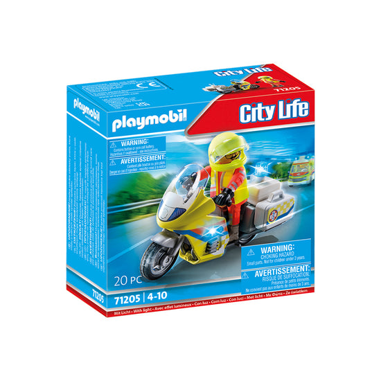 Playmobil Emergency Motorcycle with Flashing Lights l Baby City UK Stockist
