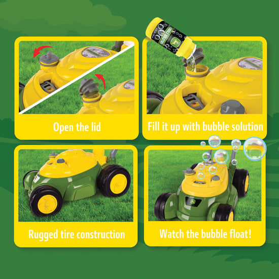 Tomy John Deere Bubble Mower with 4oz Bottle at Baby City's Shop