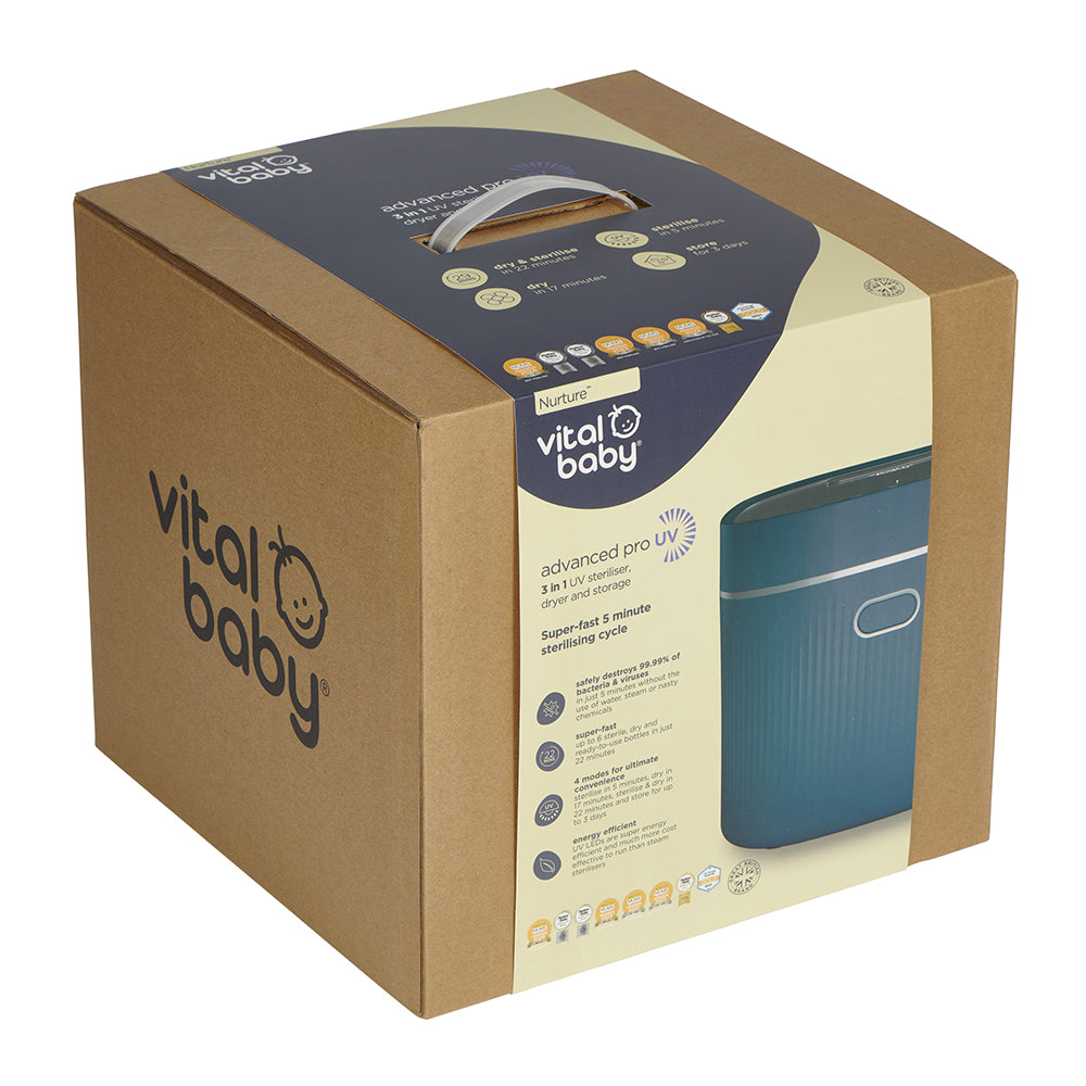 Baby City's Vital Baby Nurture Advanced Pro UV Steriliser & Dryer Smoky Blue
