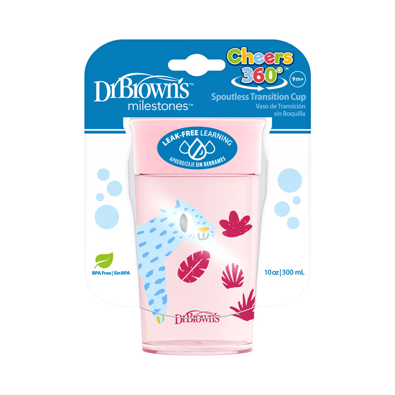Dr Brown's Smooth Wall Cheers 360™  Cup Pink 300ml l To Buy at Baby City