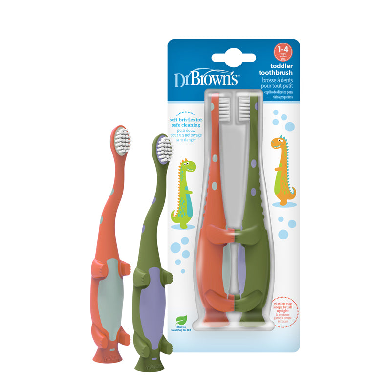Dr. Brown's Toddler Toothbrush Dinosaur 2Pk l Baby City UK Stockist