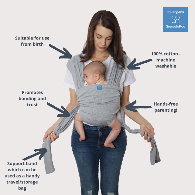Damaged Packaging Dreamgenii SnuggleRoo Baby Carrier Charcoal Grey